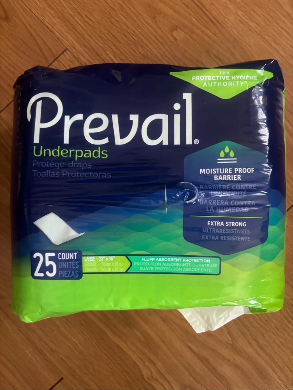 Prevail Blue & Green Moisture-Proof Underpads - 25 Count